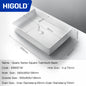 HIGOLD Rectangle Basin Sink Quartz Material Bathroom Vanity Washbasin White Hotel Style Support Custom OEM and ODM