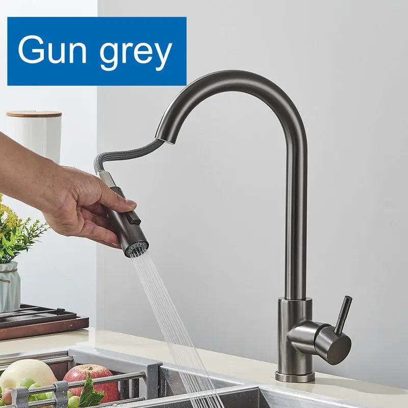 Hownifety Black Kitchen Faucet Cold Hot Water Mixer Crane Tap Sprayer Stream Rotation Sink Tapware Wash For Kitchen Pull Out