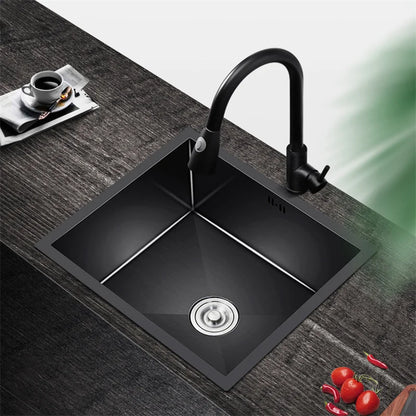 Black Nano Kitchen Sinks Handmade Sink 304 Stainless Steel Small Single-slot Kitchen Bar Built-in Wash Basin Under Counter Basin