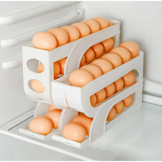 Household Automatic Rolling Egg Storage Box Kitchen Refrigerator Side Door Egg Preservation Rack 30 Egg Boxes 3layer Egg Storage