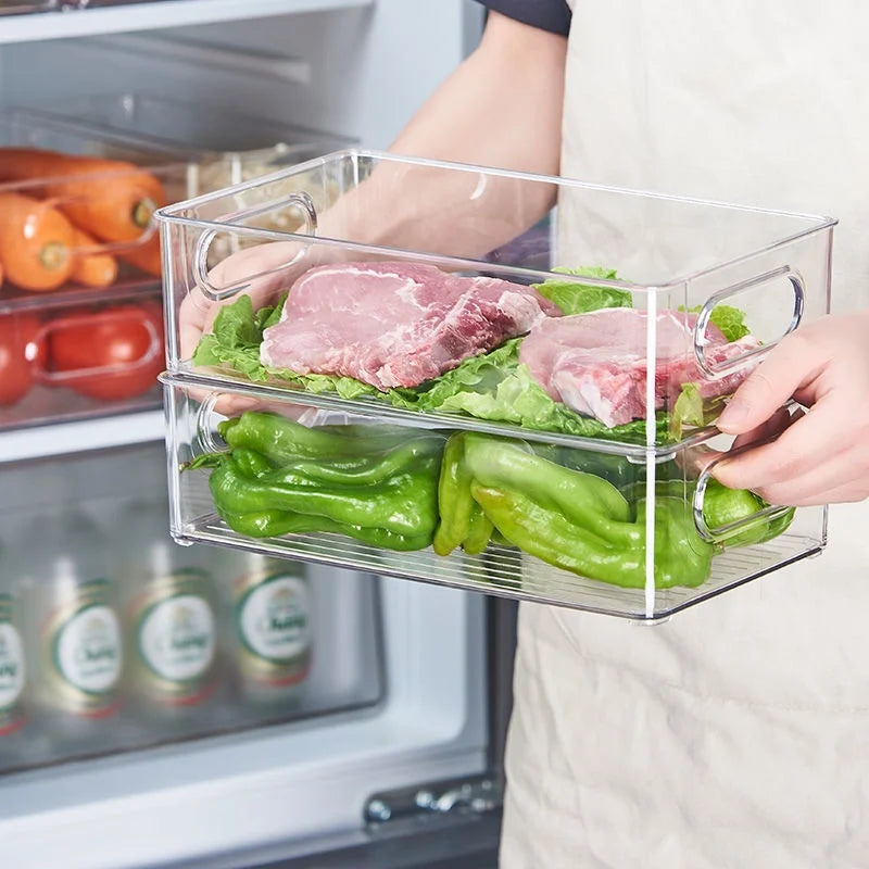 Transparent Refrigerator Storage Box Vegetable Fruit Organizer Fridge Clear Container For Food Home Kitchen Tools Accessories