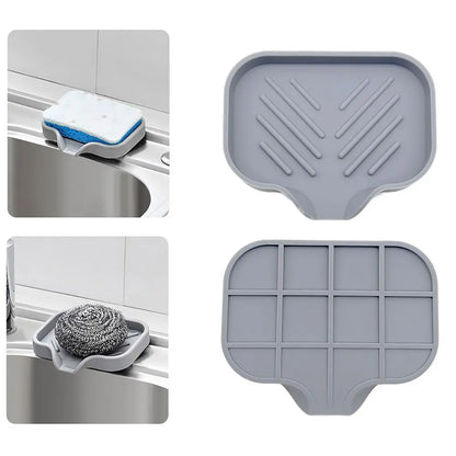 Silicone Sponge Holder No Standing Water Dish Sponge Soap Sink Drain Hanging Kitchenware Drain Storage Tray Kitchen Bathroom