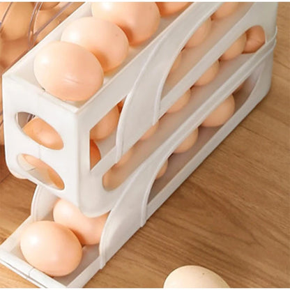 Household Automatic Rolling Egg Storage Box Kitchen Refrigerator Side Door Egg Preservation Rack 30 Egg Boxes 3layer Egg Storage