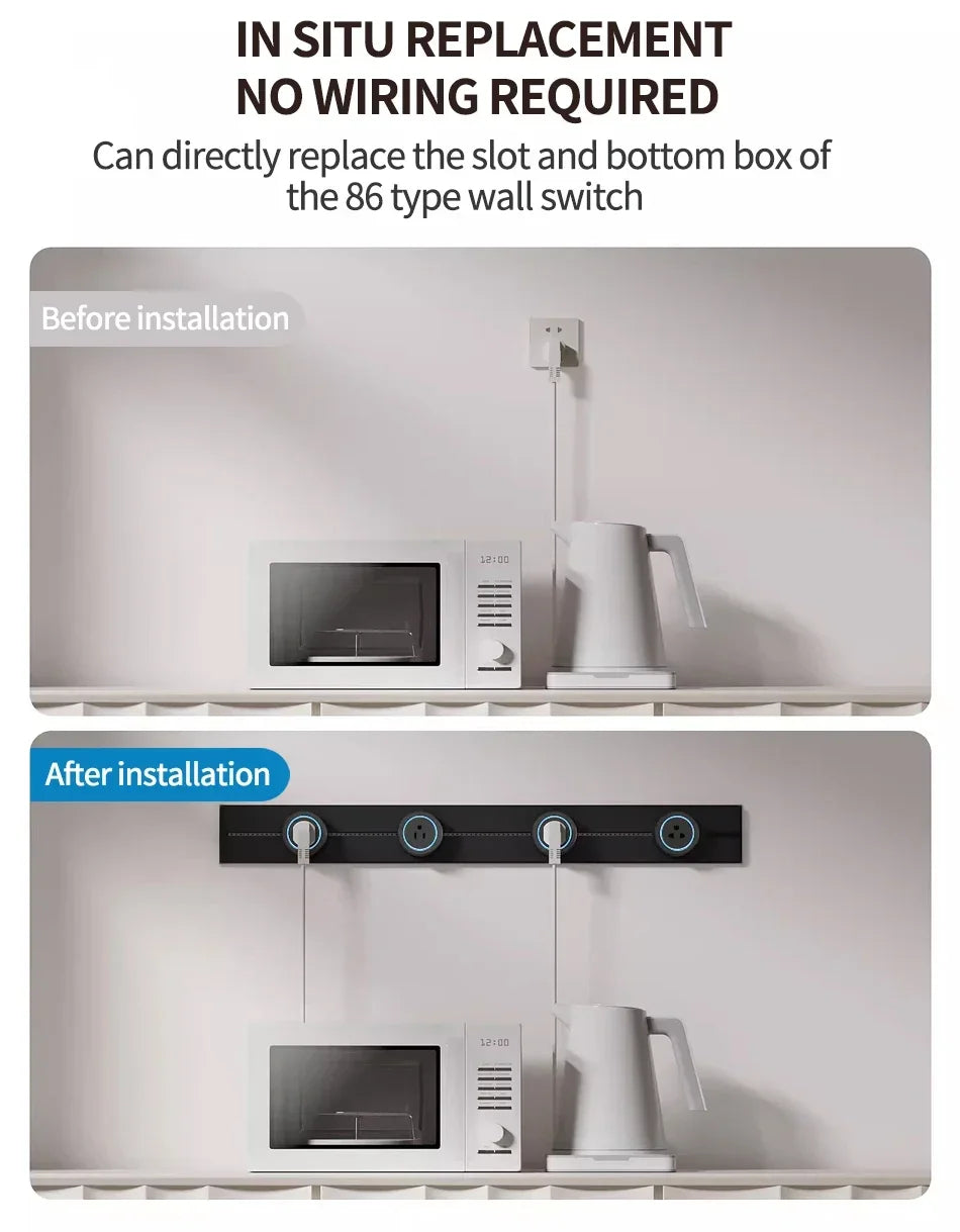 Slide Rail Power Track Socket Surface/Embedded Installation Socket UN/US/UK/EU/Universal US/USB Type-C Wall-Mounted Rail Socket