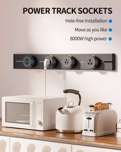 Slide Rail Power Track Socket Surface/Embedded Installation Socket UN/US/UK/EU/Universal US/USB Type-C Wall-Mounted Rail Socket